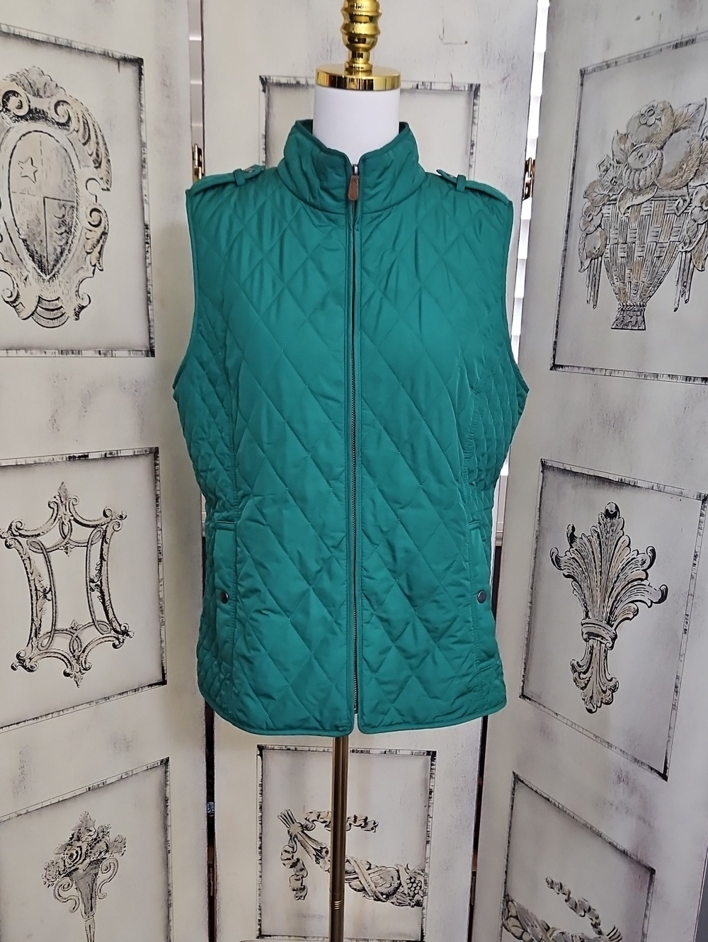Talbots Quilted Sleeveless Vest in Teal